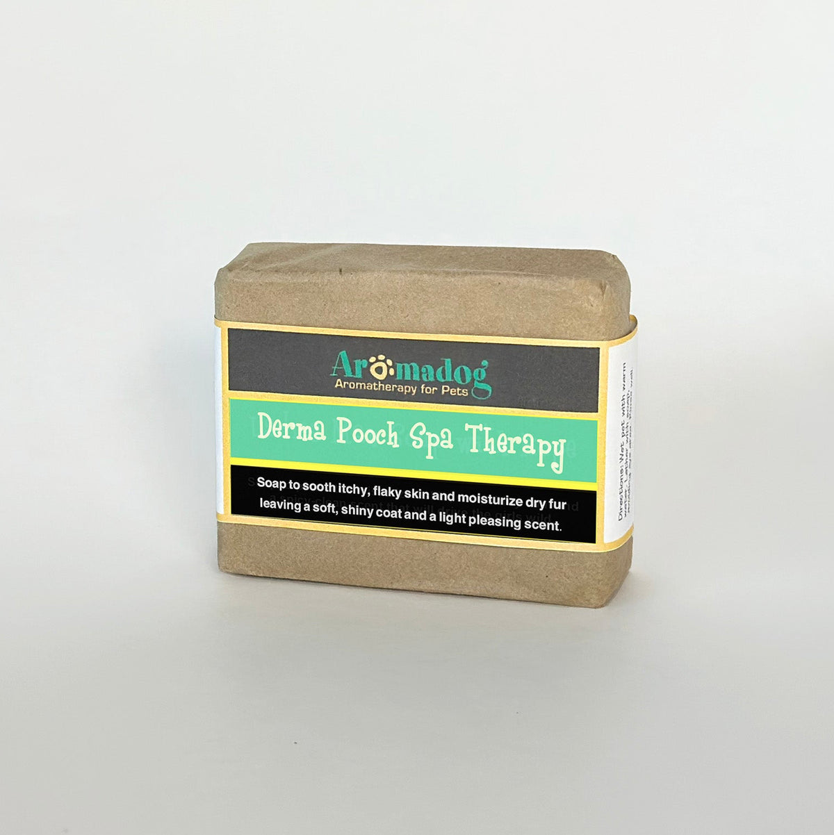 Aromadog Derma Pooch Spa Therapy dog soap bar with green label