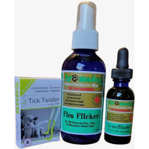 Tick Kit Plus with Tick Twister package, Flea Flicker spray and Lyme Blaster dropper bottle