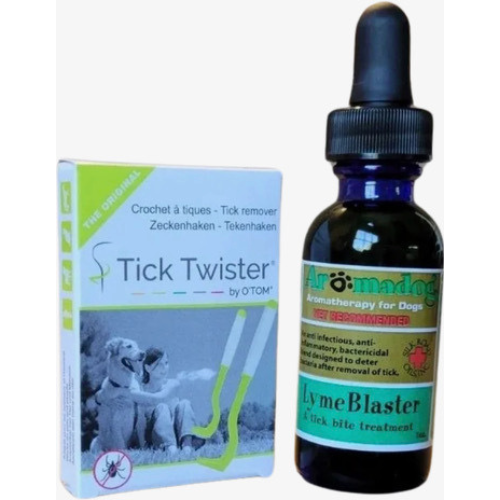 Silk Road Oils Tick Kit with Tick Twister tick-removal tool and AromaDog Lyme Blaster