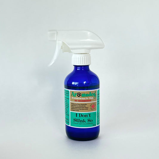 Aromadog I Don’t Stink So blue bottle with white trigger sprayer